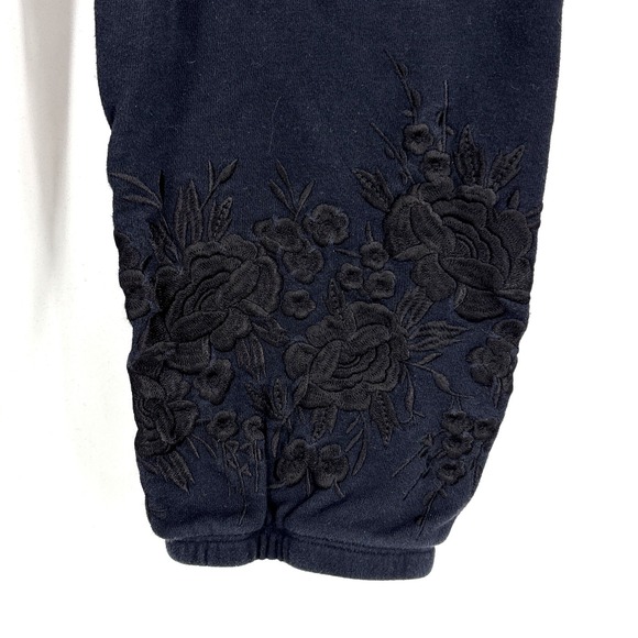 Johnny Was Pants - JW Los Angeles Embroidered Black Jogger Sweat Pants Medium Johnny Was